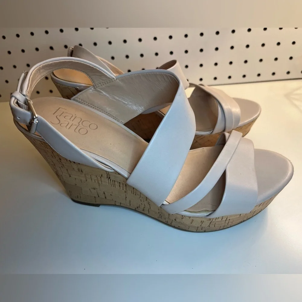 Franco Sarto Seneca Wedge Cork Heeled Sandal Slingback